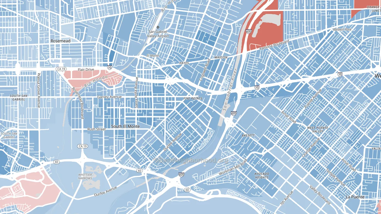 Mountain View, El Monte, CA block-group political-lean map