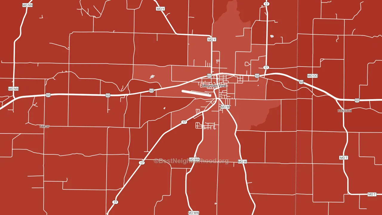 Mountain View, MO block-group political-lean map