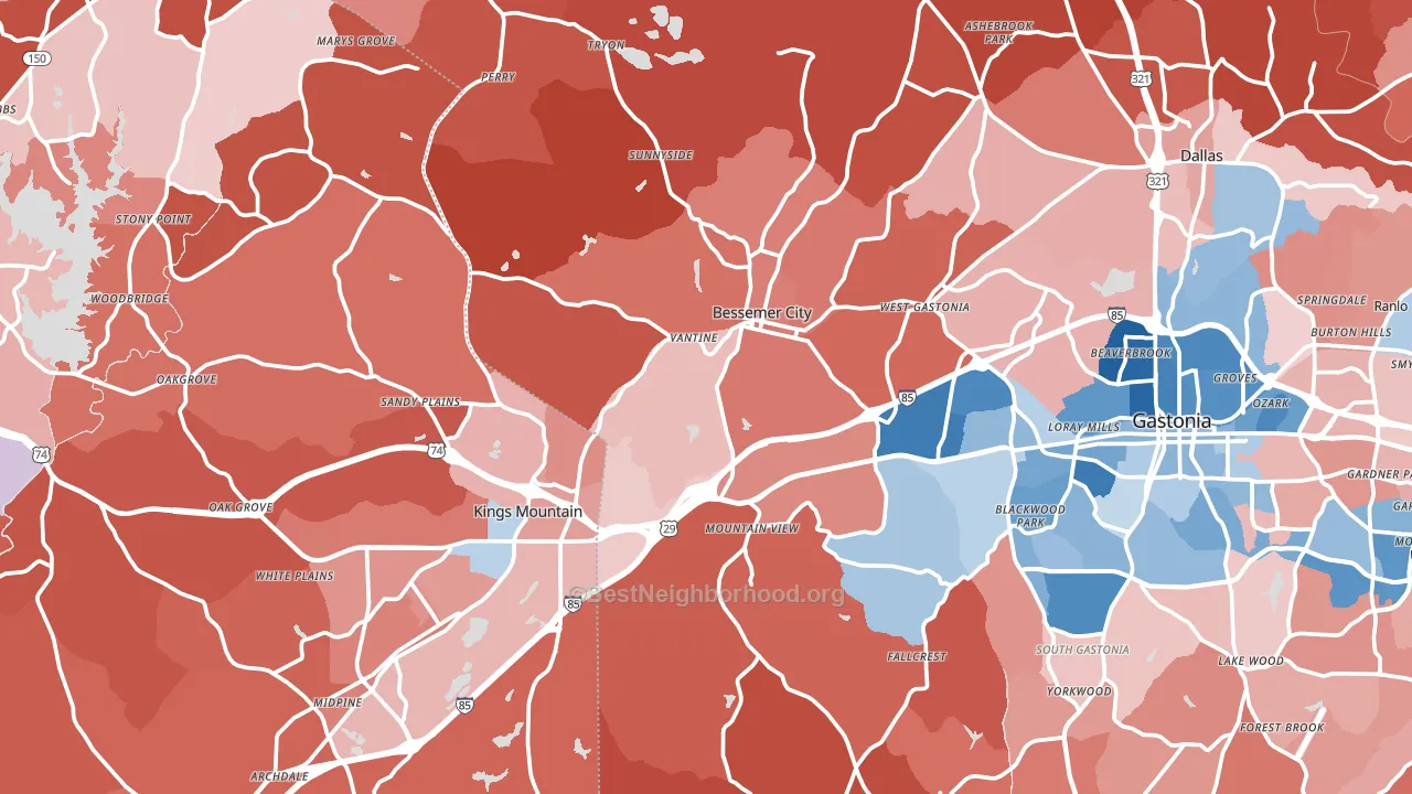 Mountain View, NC block-group political-lean map