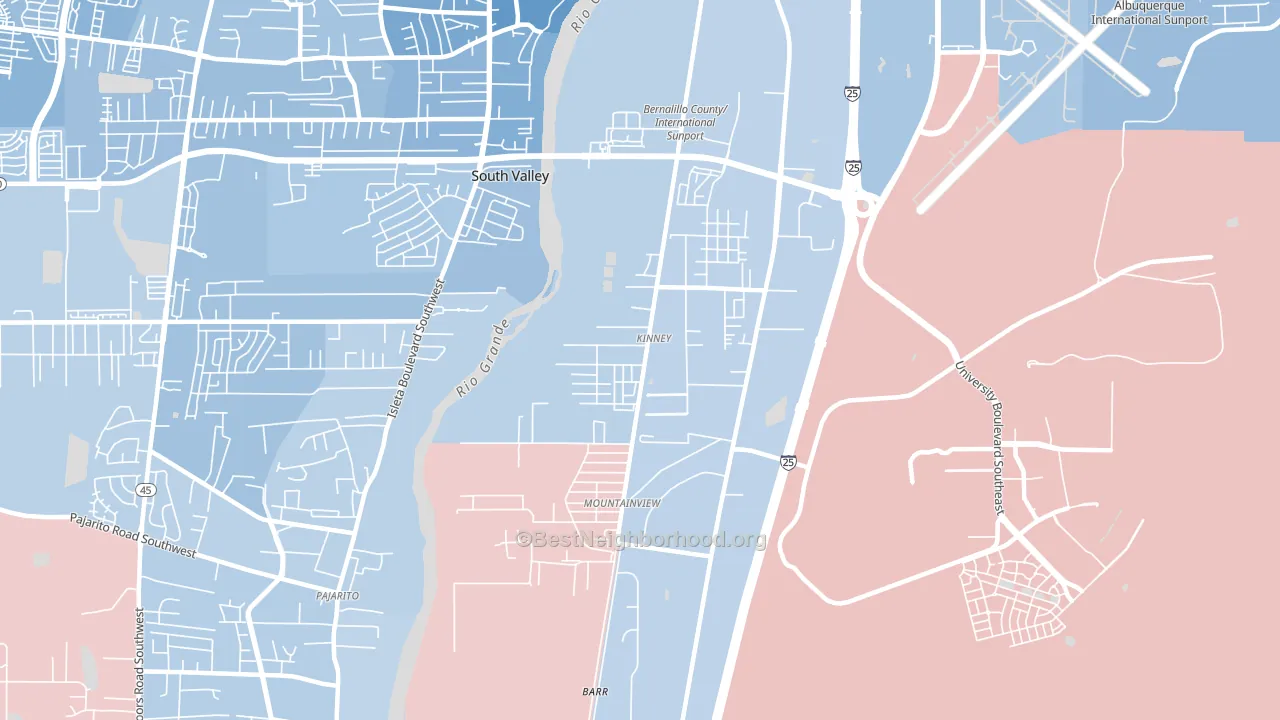 Mountain View, South Valley, NM block-group political-lean map
