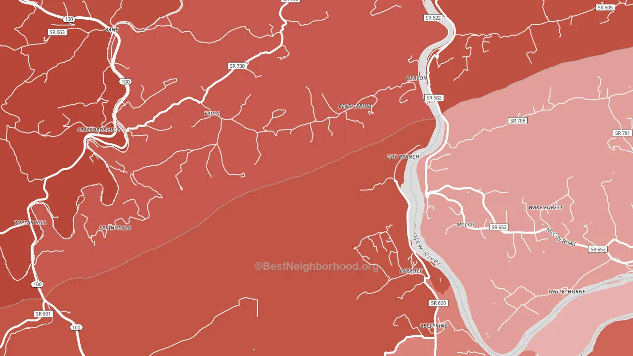 Mountain View, VA block-group political-lean map