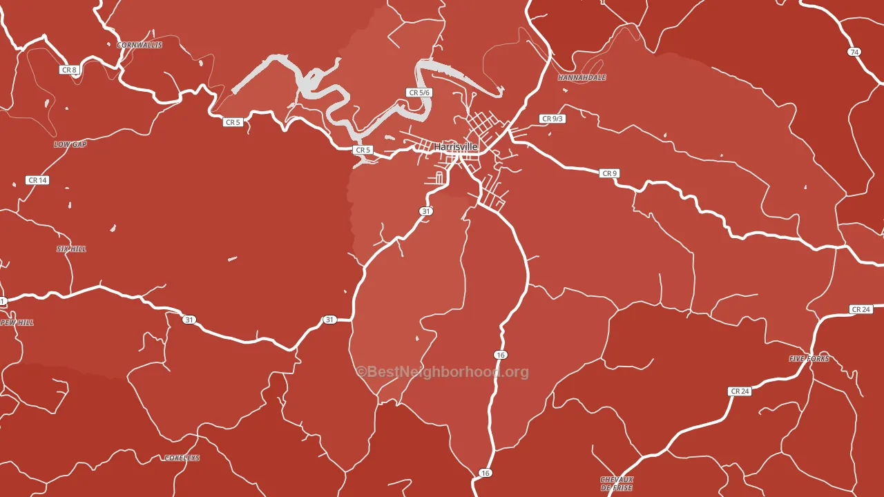 Mountain, WV block-group political-lean map