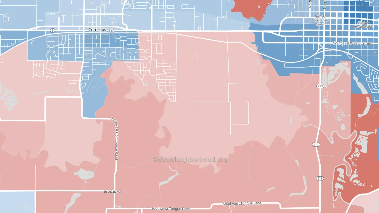 Mountaindale, OR block-group political-lean map