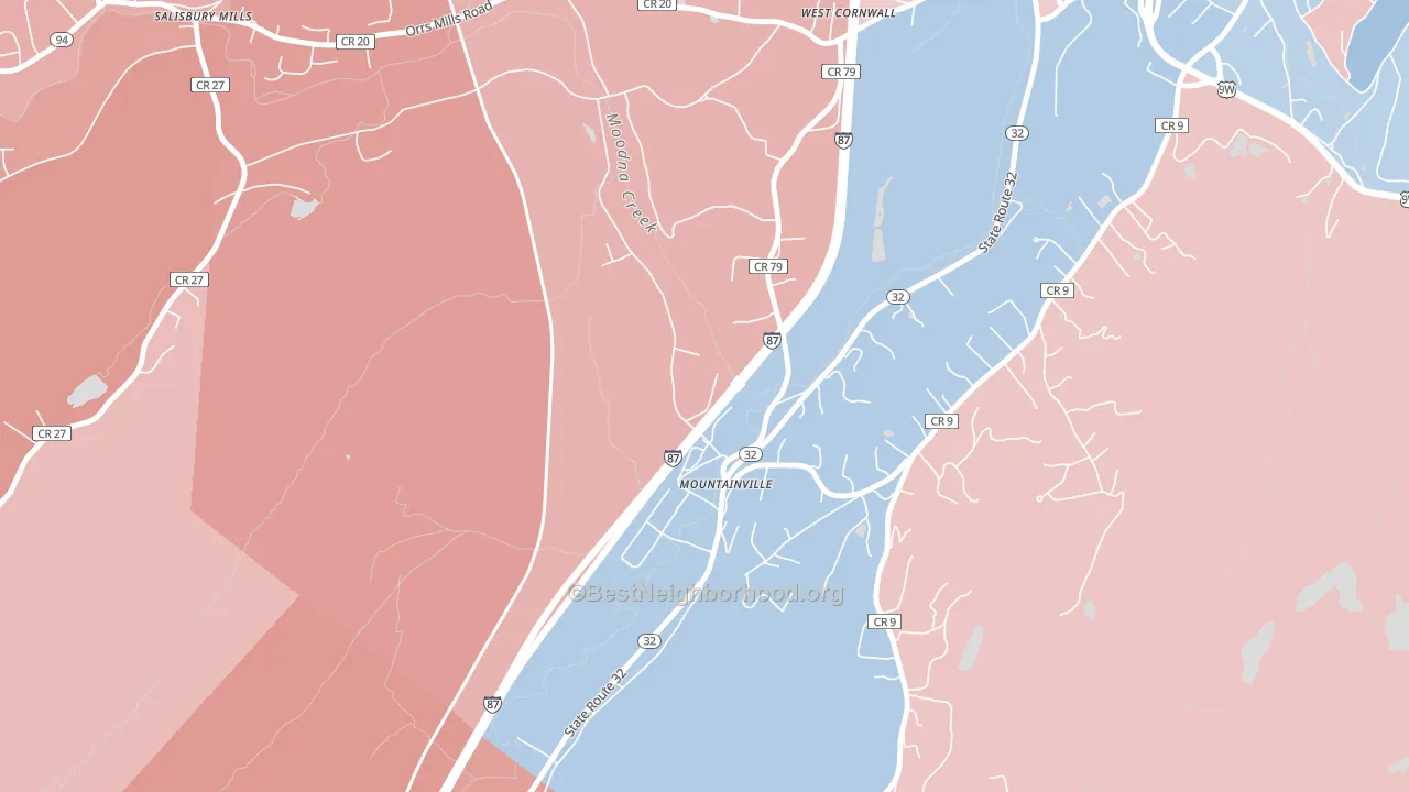 Mountainville, NY block-group political-lean map