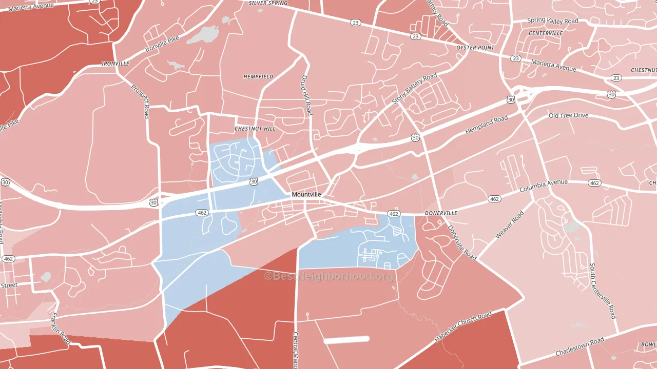 Mountville, PA block-group political-lean map