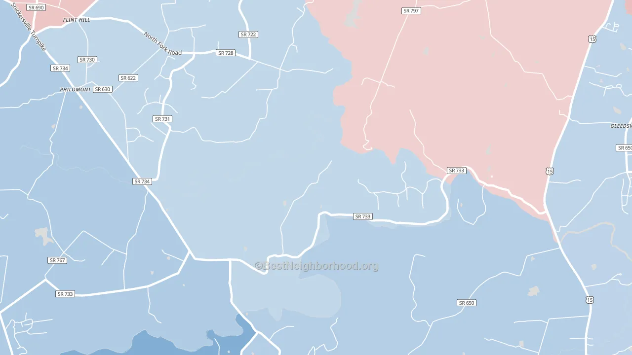 Mountville, VA block-group political-lean map