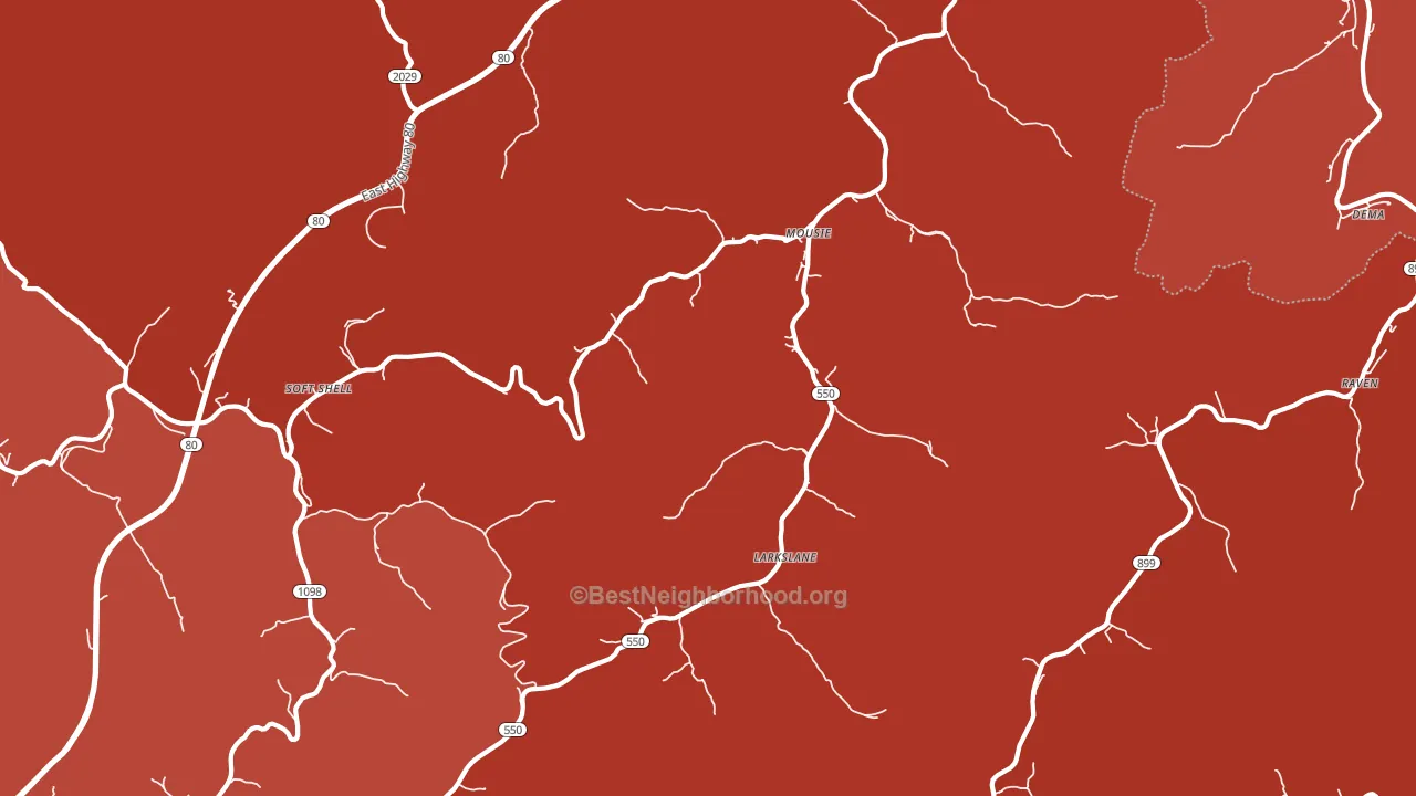 Mousie, KY block-group political-lean map