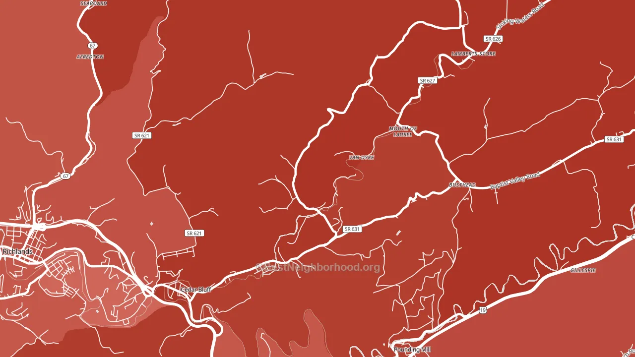 Mouth of Laurel, VA block-group political-lean map