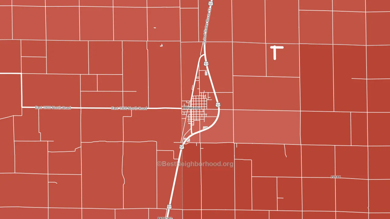 Moweaqua, IL block-group political-lean map