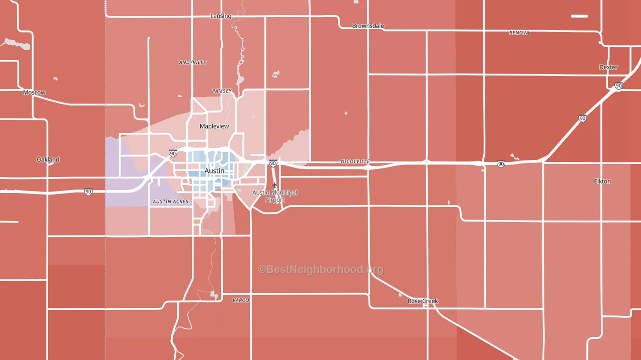 Mower County, MN block-group political-lean map