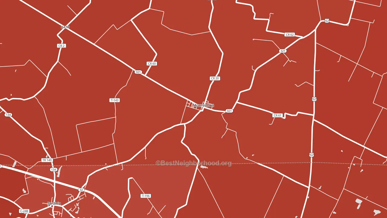 Mowrystown, OH block-group political-lean map