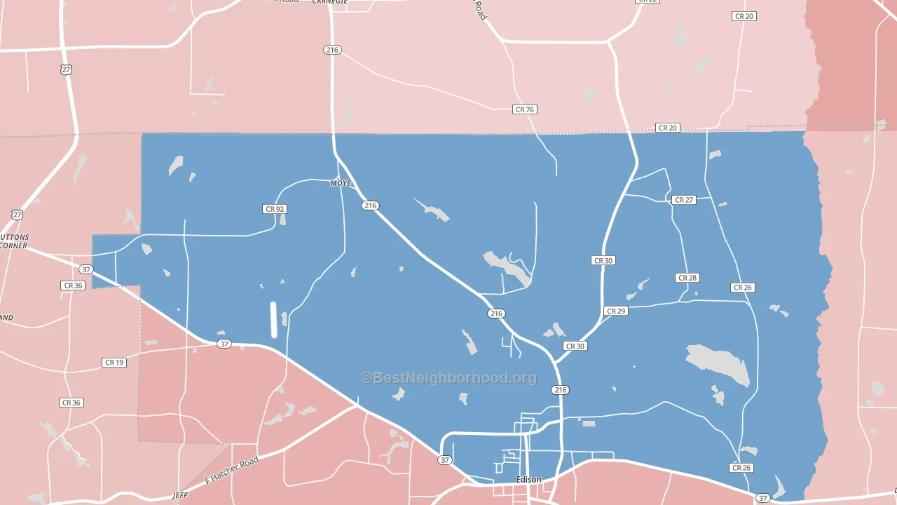 Moye, GA block-group political-lean map