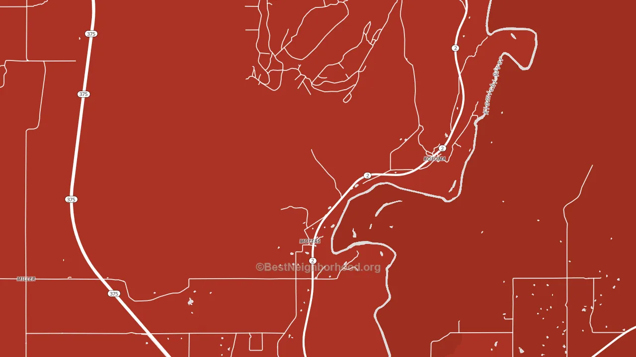 Moyers, OK block-group political-lean map