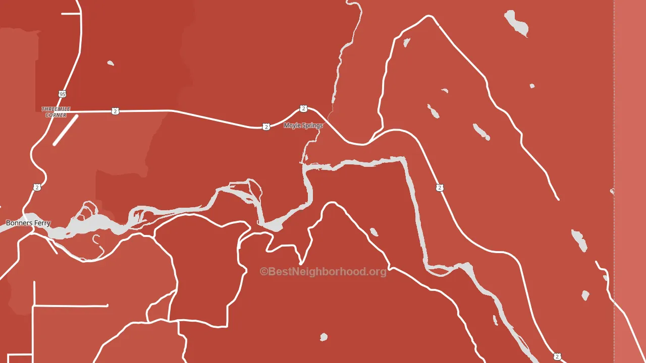 Moyie Springs, ID block-group political-lean map