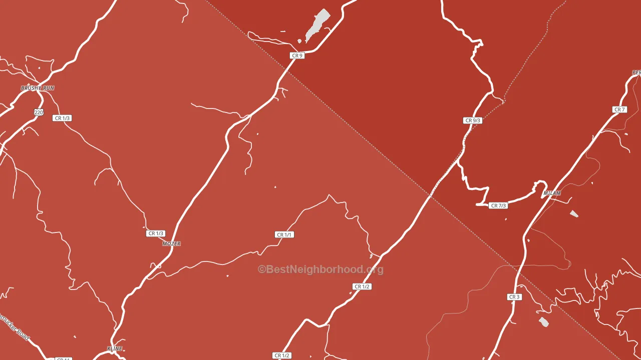 Mozer, WV block-group political-lean map
