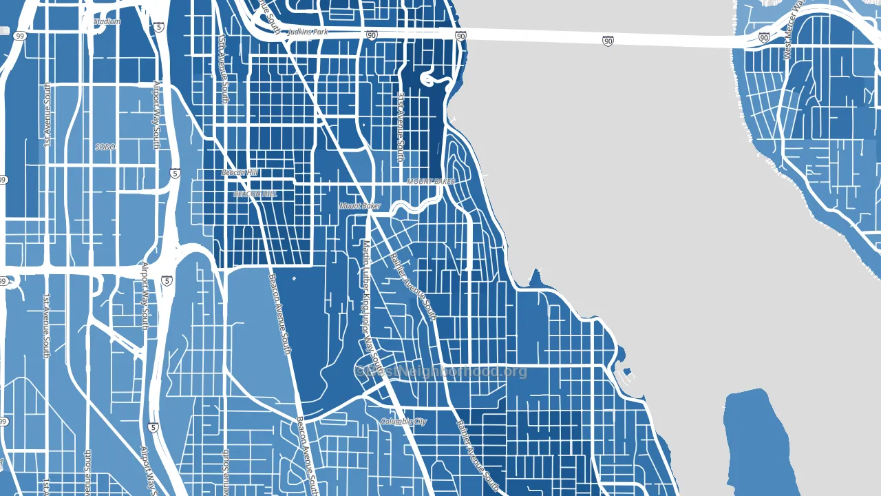 Mt. Baker, Seattle, WA block-group political-lean map