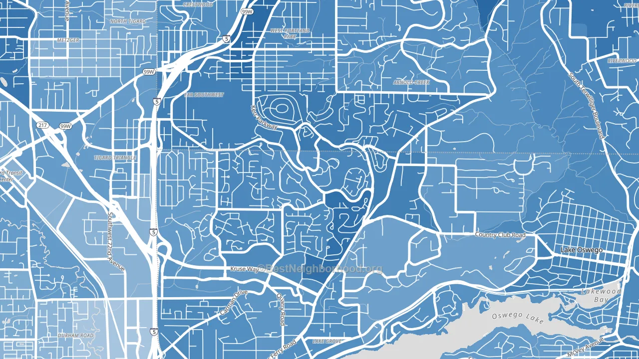 Mt. Park, Lake Oswego, OR block-group political-lean map