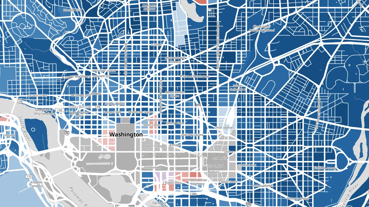 Mt Vernon Square, Washington, DC block-group political-lean map