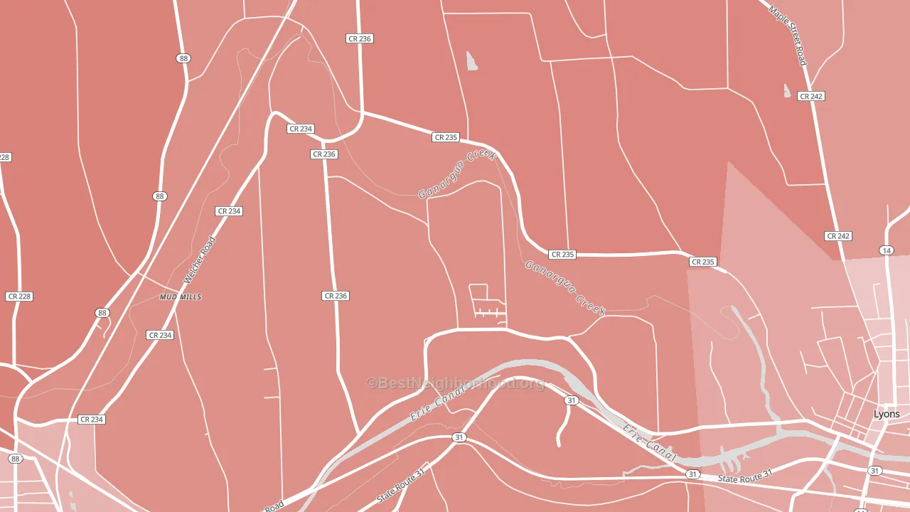Mud Mills, NY block-group political-lean map