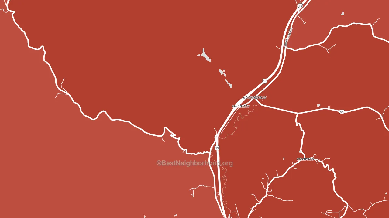 Muddlety, WV block-group political-lean map