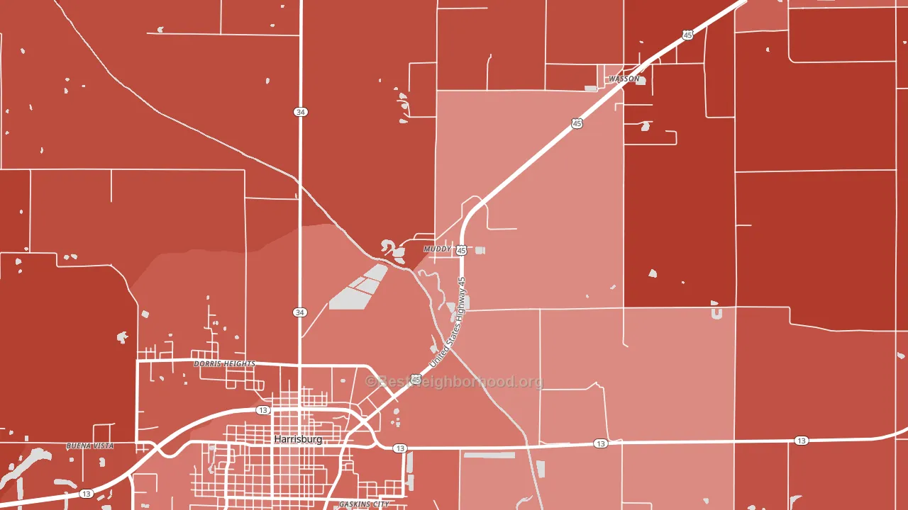 Muddy, IL block-group political-lean map