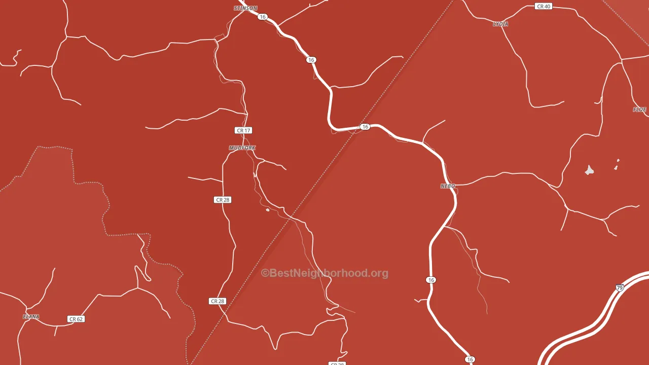 Mudfork, WV block-group political-lean map