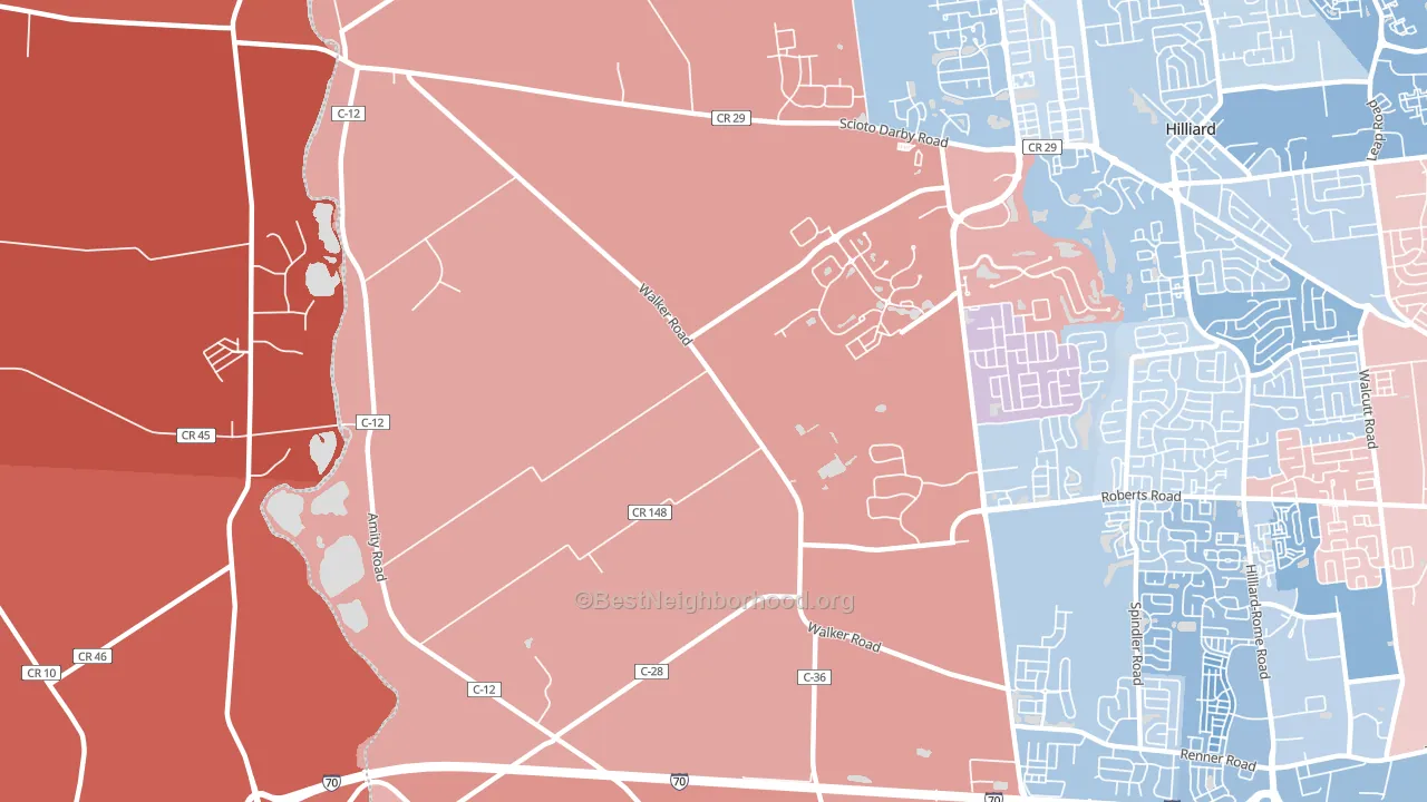 Mudsock, OH block-group political-lean map