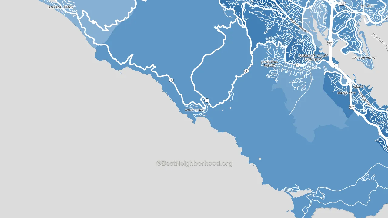 Muir Beach, CA block-group political-lean map