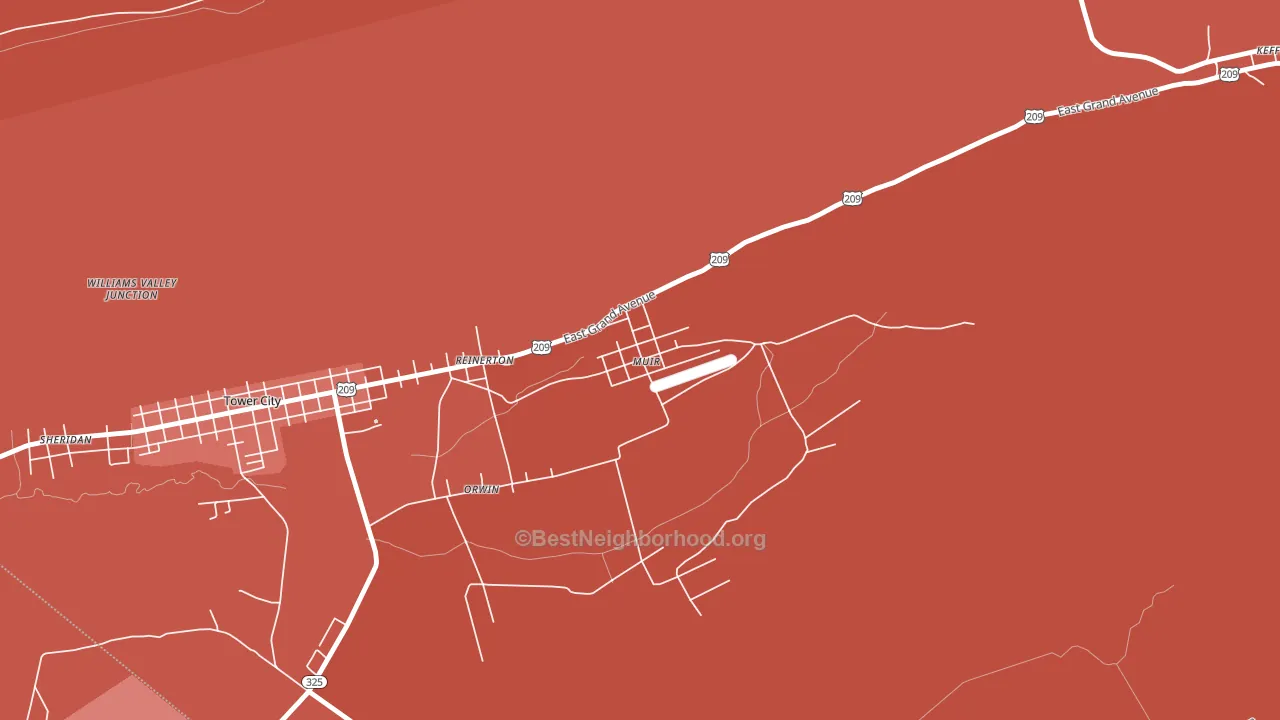 Muir, PA block-group political-lean map