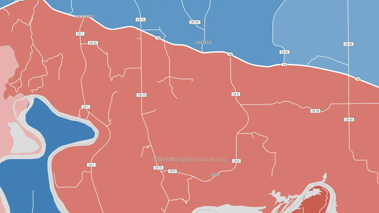Mulberry, AL block-group political-lean map