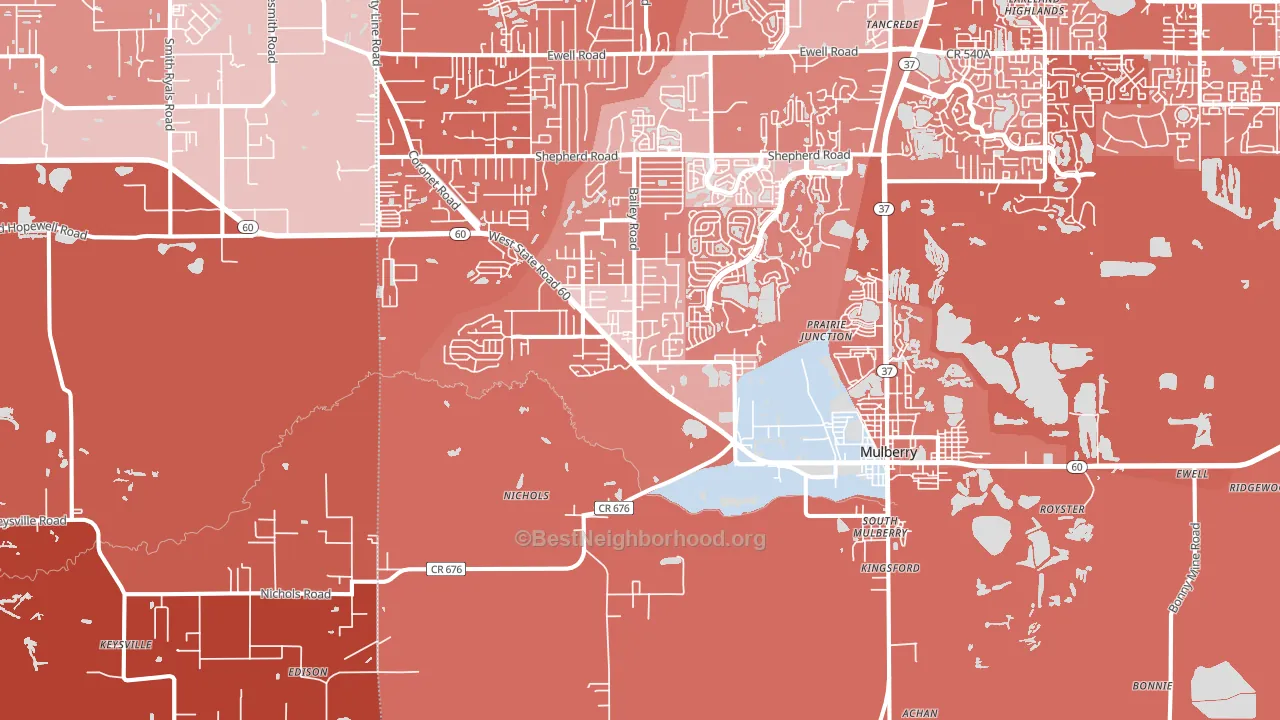 Mulberry, FL block-group political-lean map