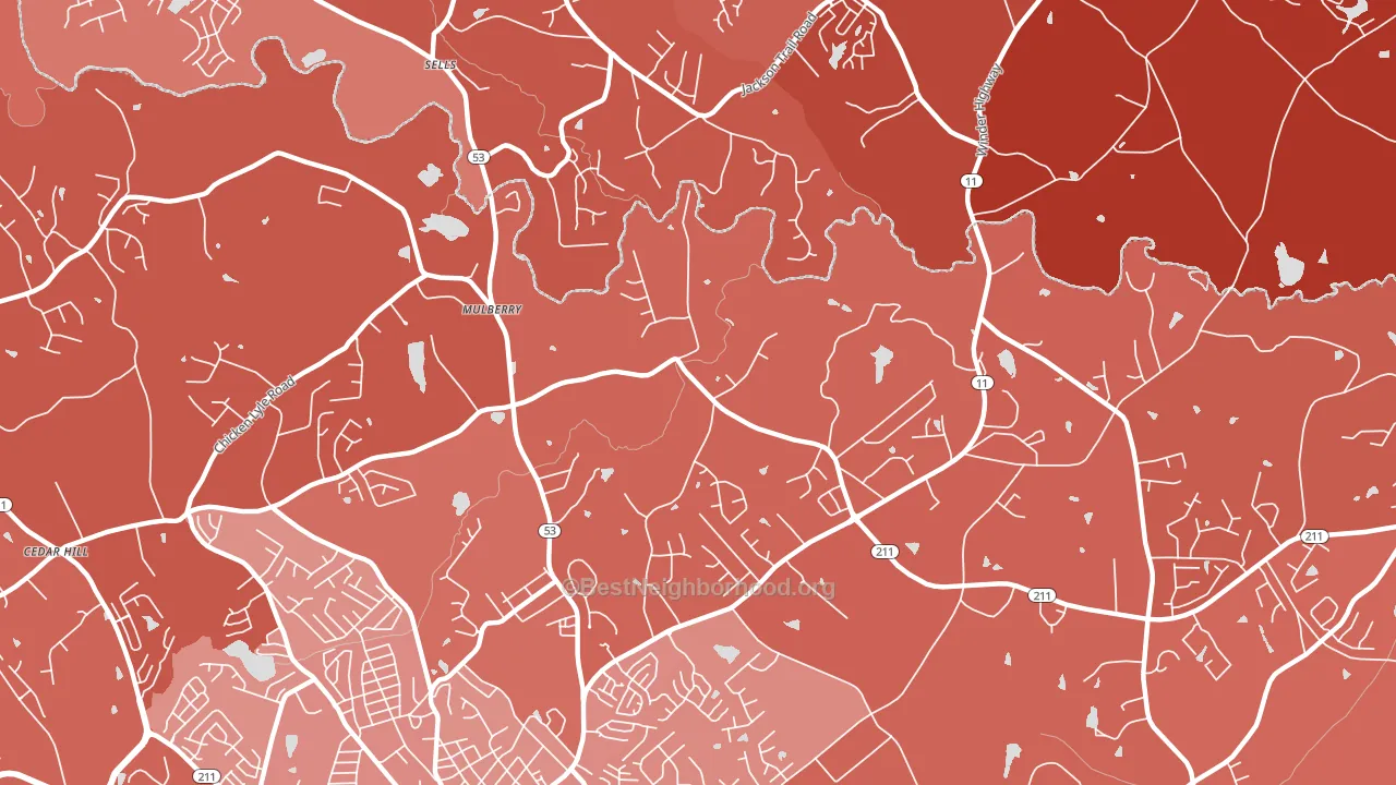 Mulberry, GA block-group political-lean map