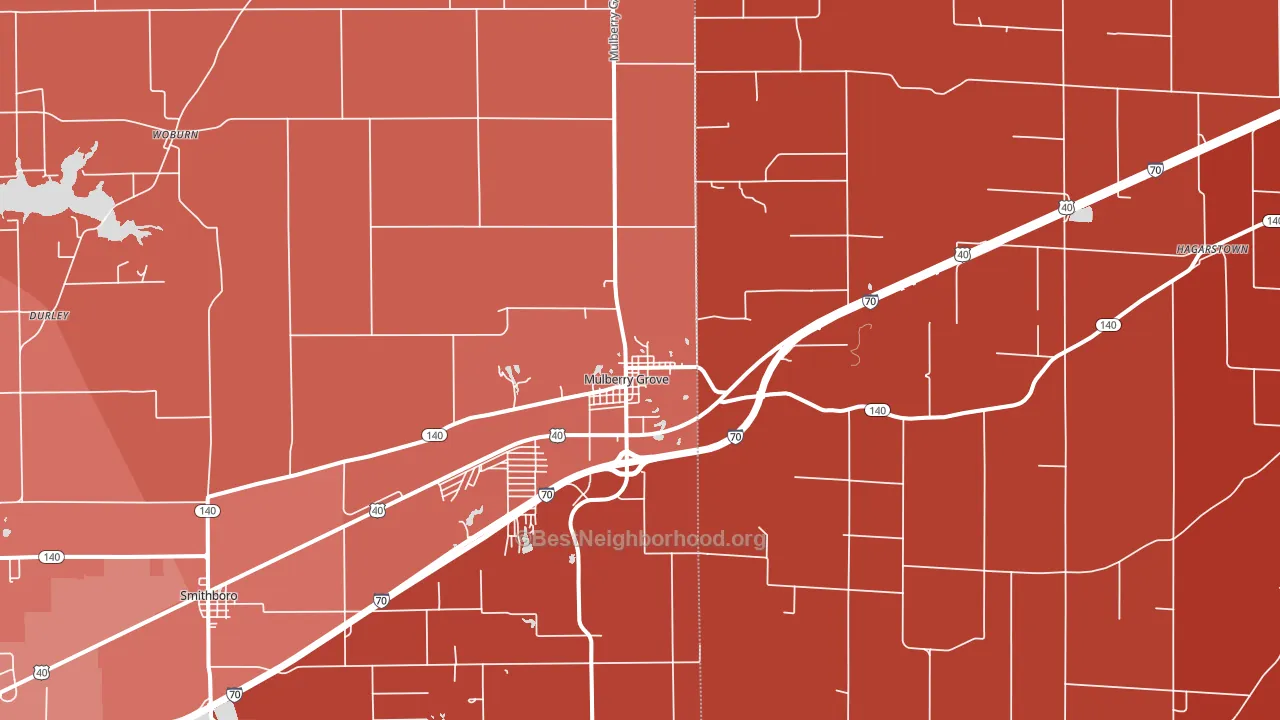Mulberry Grove, IL block-group political-lean map