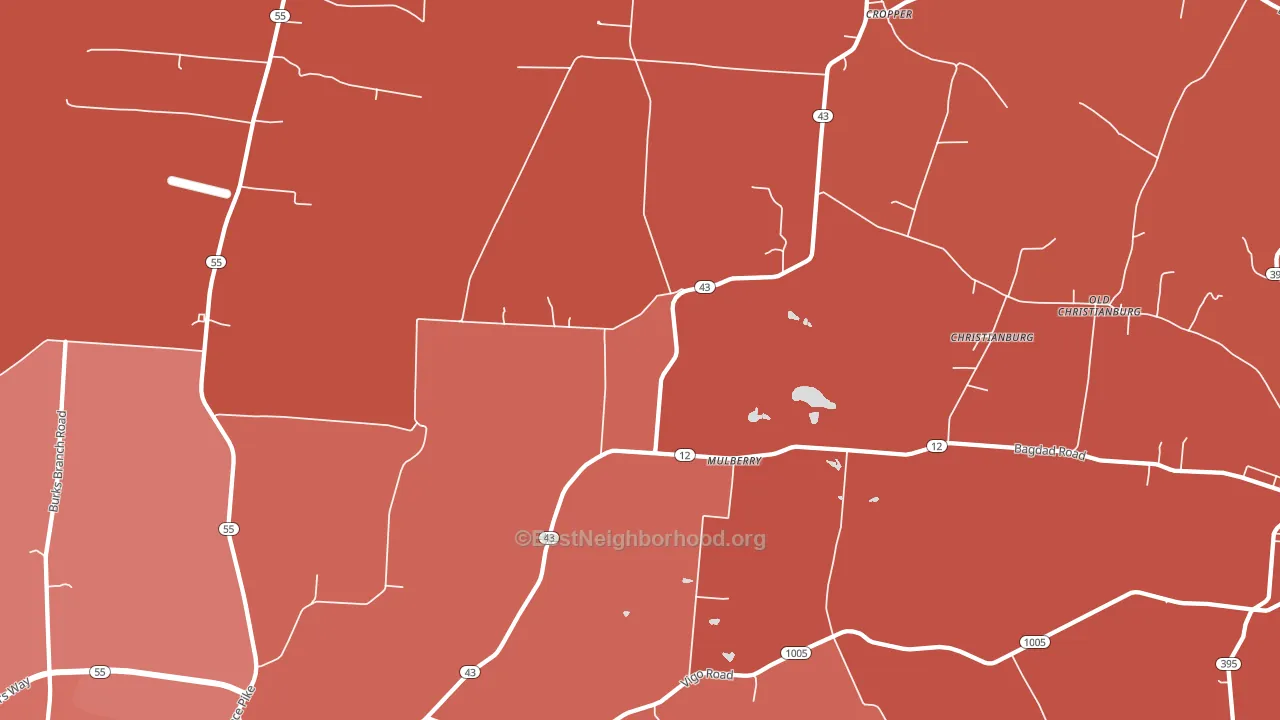 Mulberry, KY block-group political-lean map