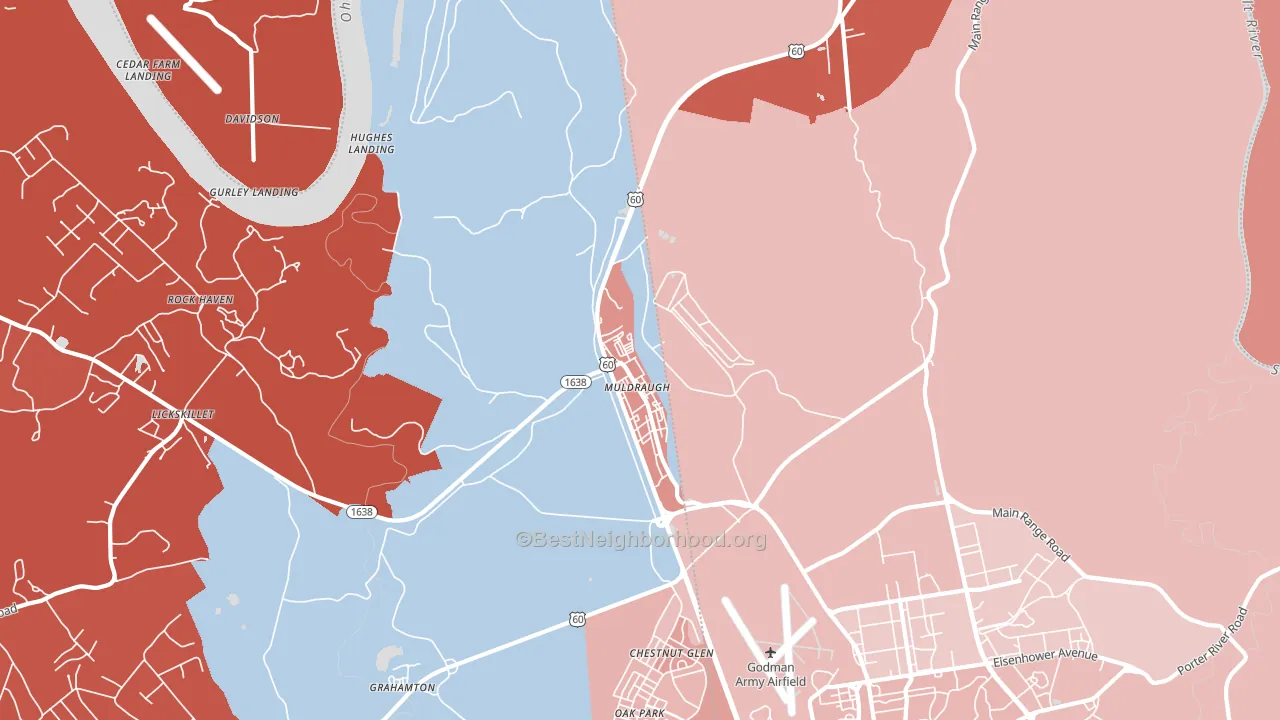 Muldraugh, KY block-group political-lean map