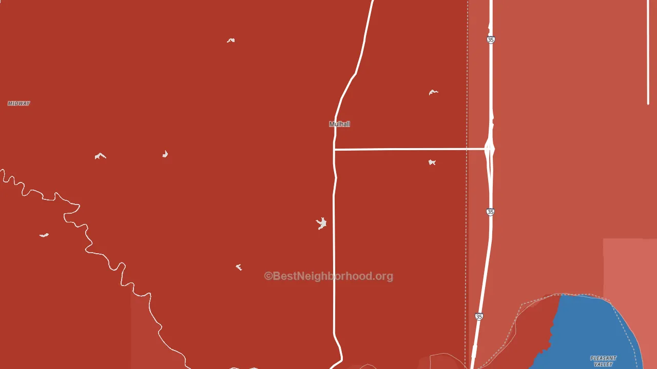 Mulhall, OK block-group political-lean map