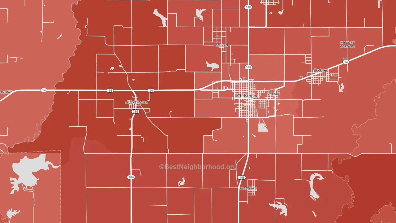Mulkeytown, IL block-group political-lean map