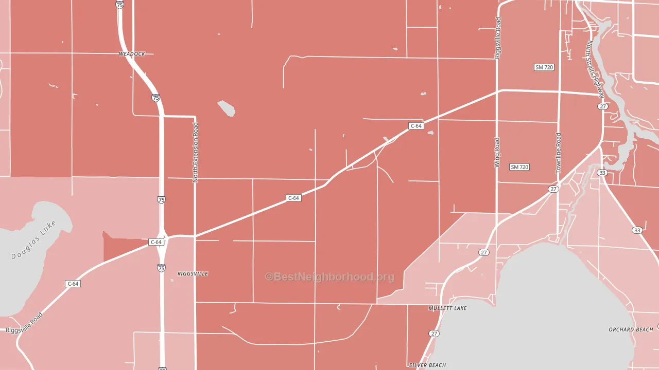 Mullett Lake, MI block-group political-lean map