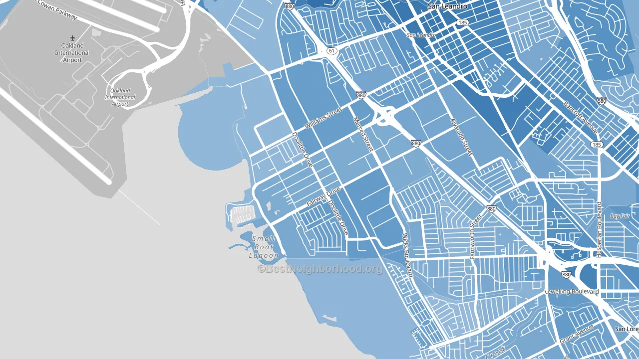 Mullford Gardens, San Leandro, CA block-group political-lean map