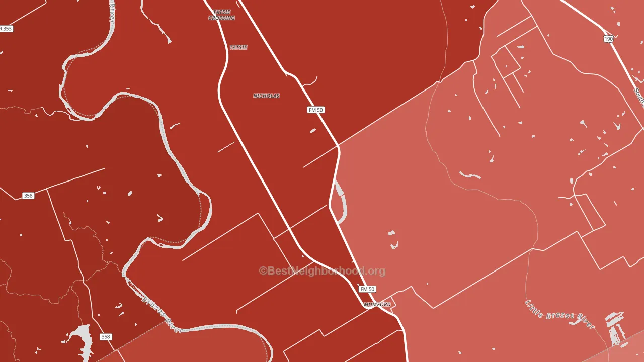 Mumford, TX block-group political-lean map