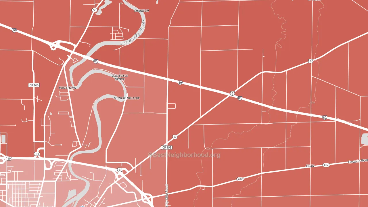 Muncie Hollow, OH block-group political-lean map