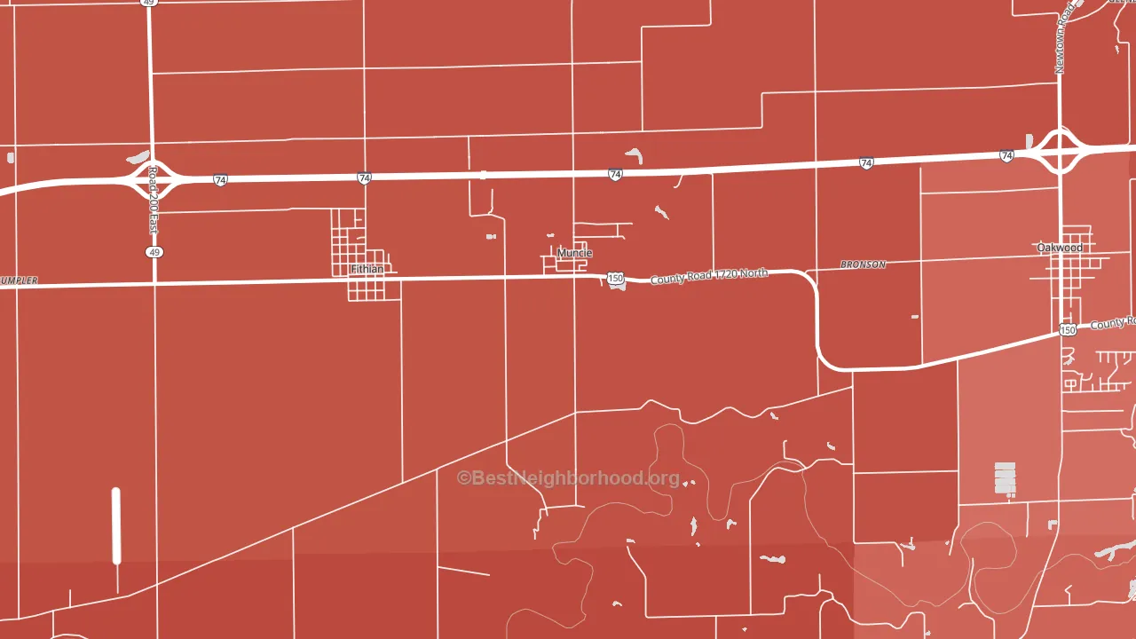Muncie, IL block-group political-lean map