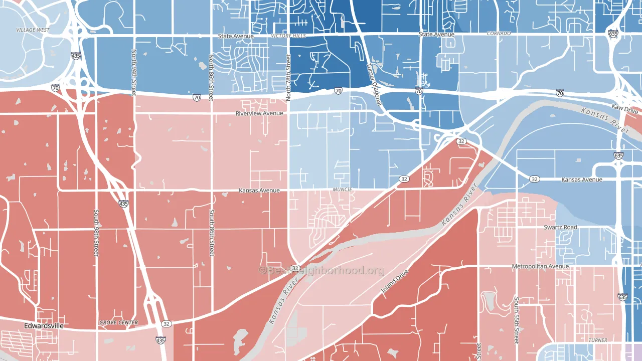 Muncie-Stony PT., Kansas City, KS block-group political-lean map