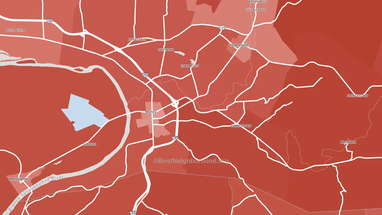 Muncy, PA block-group political-lean map