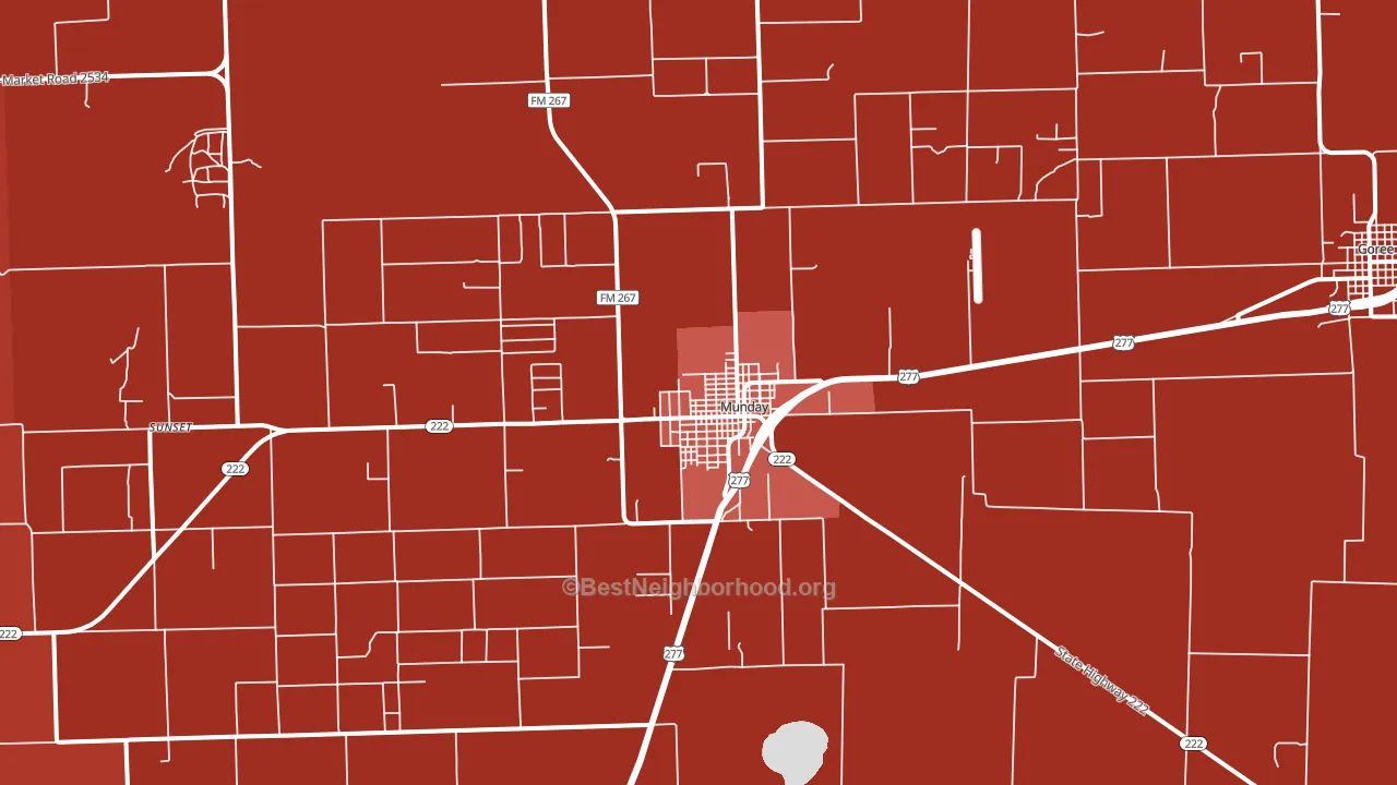 Munday, TX block-group political-lean map