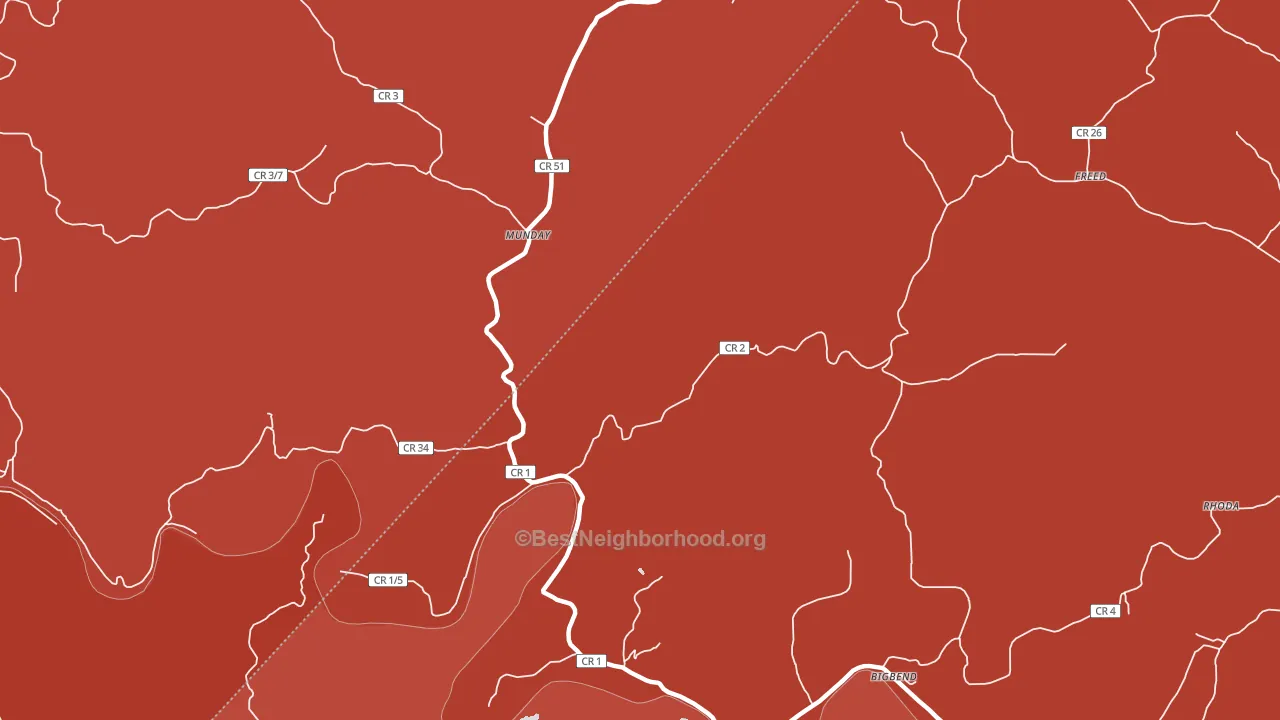 Munday, WV block-group political-lean map