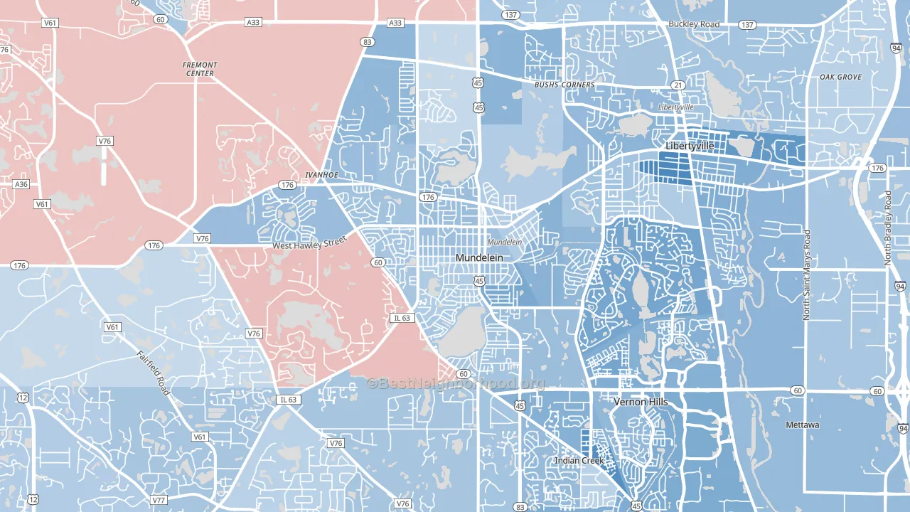 Mundelein, IL block-group political-lean map