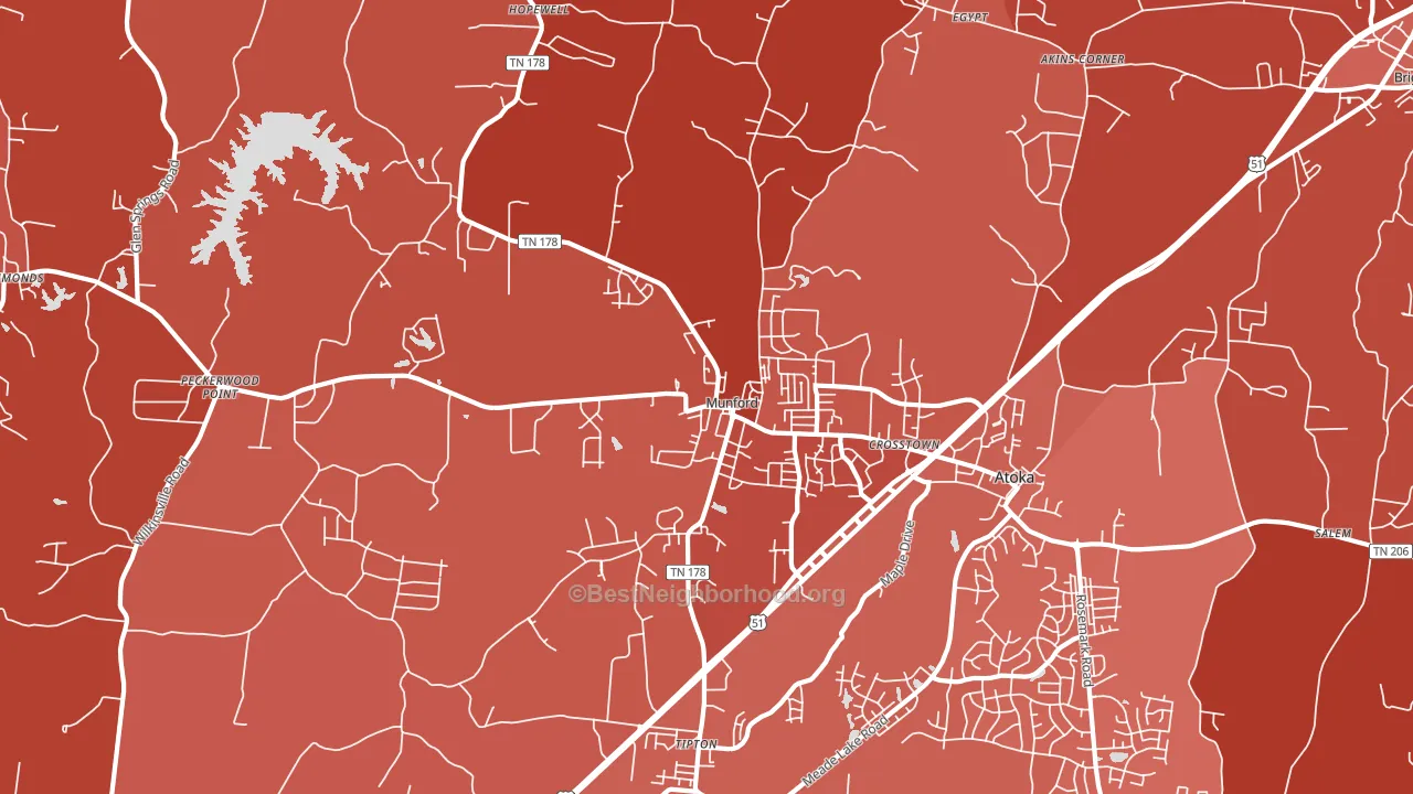 Munford, TN block-group political-lean map