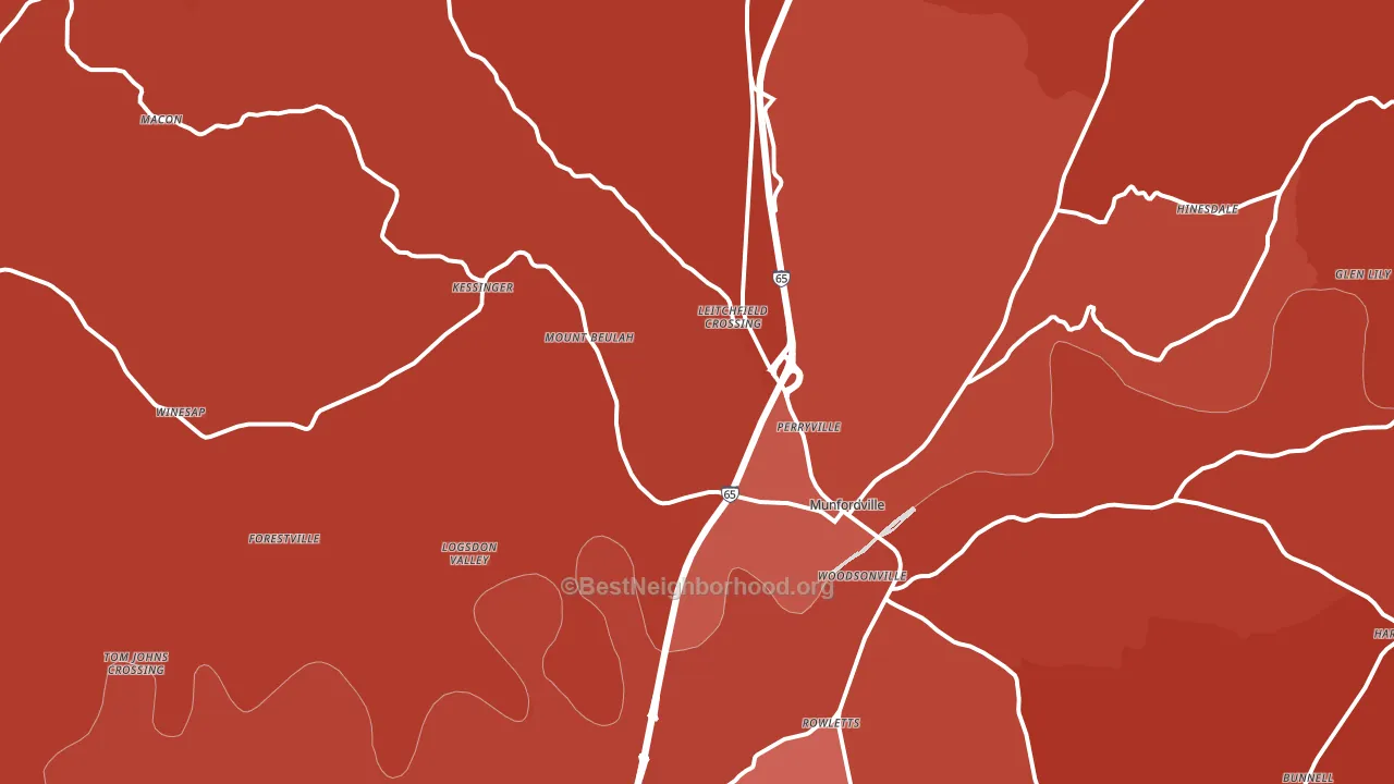 Munfordville, KY block-group political-lean map
