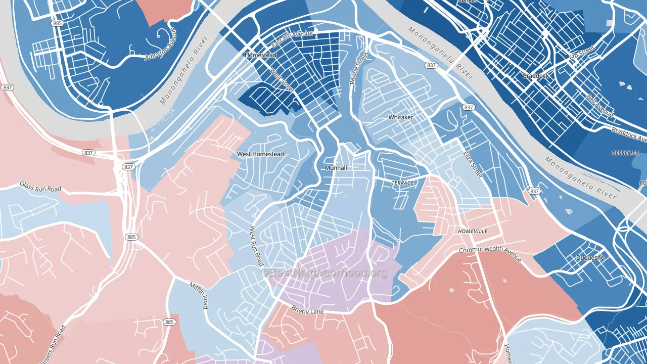 Munhall, PA block-group political-lean map